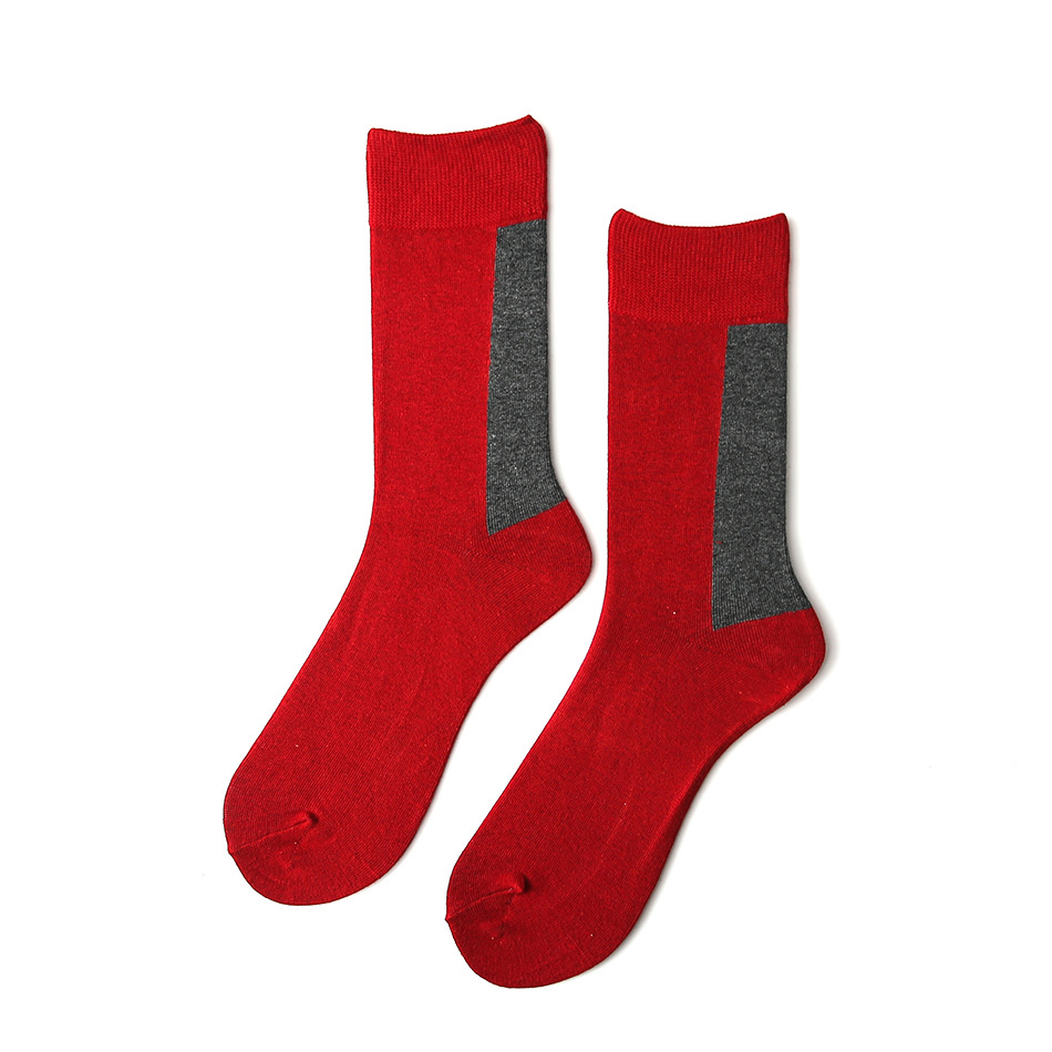JUJUMU2019 Red Gray Stitching Cotton Mixed Colors Doctrine Of Men And Women In Tube Socks Tide Couple Models Lucky Red Socks